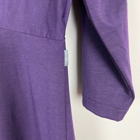 Eddie Bauer Travex Dress Womens L Midi Purple Solstice Twist Knot UPF 50+ V-Neck - Picture 13 of 14